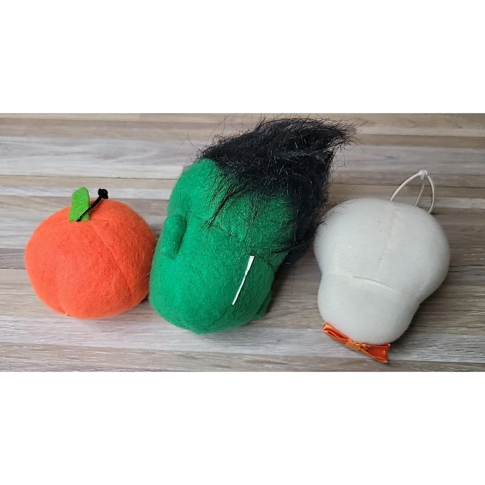 3 Rare Hallmark 1980's Halloween Bouncing Boo Buddies Frankenstein Skull Pumpkin